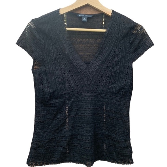 Banana Republic women's size small black lace top - Picture 1 of 3